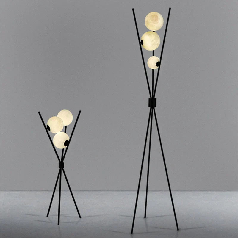 3D Moon Floor Lamp with Tripod Stand and LED Light
