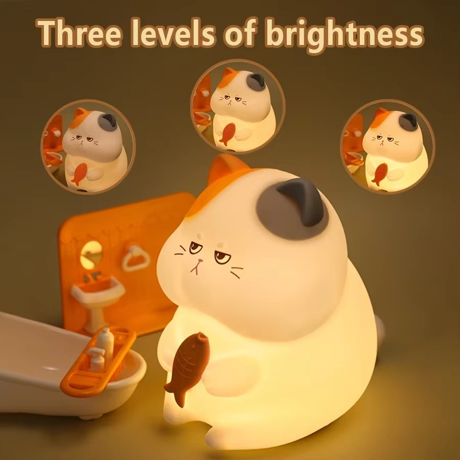 Rechargeable Silicone Cat Night Light with Touch Control