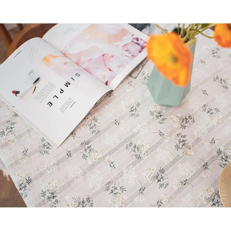 Floral Cotton Tablecloth in Rectangular and Round Shapes