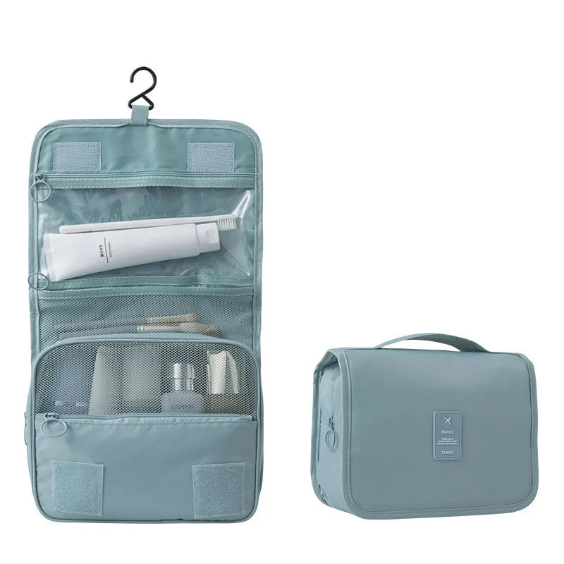 Compact Hanging Toiletry Bag with 6 Compartments and Water-Resistant Polyester