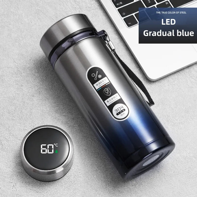 Stainless Steel Vacuum Flask with LED Temperature Display, 17-34 oz