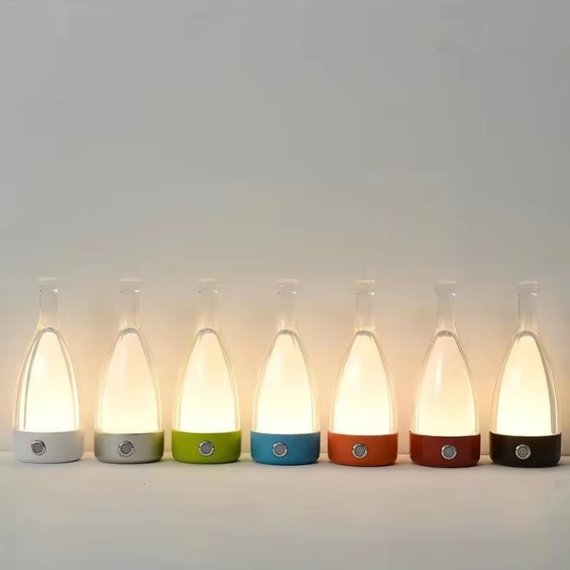 Rechargeable Wine Bottle Desk Lamp with Bluetooth Speaker
