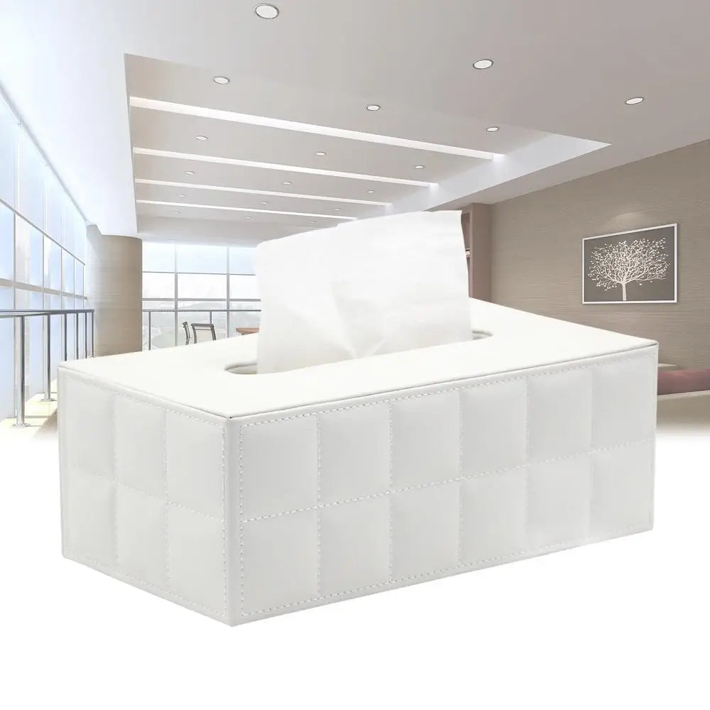 Square Leather Tissue Box Holder and Napkin Dispenser