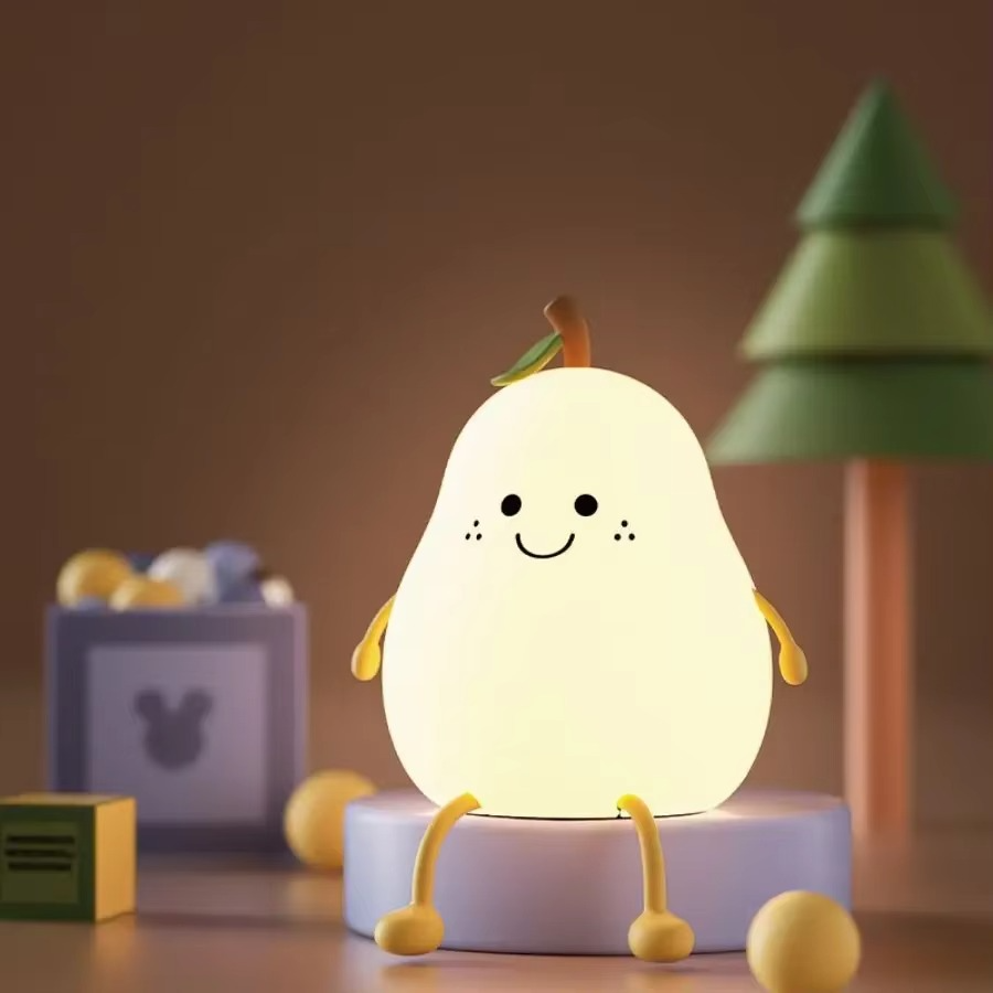 Multicolor Silicone Pear Night Light with Touch Control