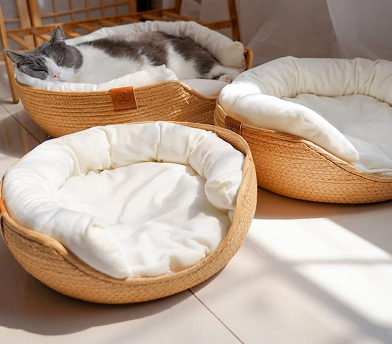 Eco-Friendly Bamboo Pet Bed for Dogs and Cats