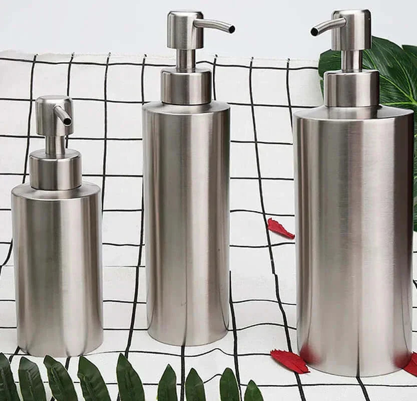 Stainless Steel Hand Pump Soap Dispenser - Elegant Refillable Design, 8.5oz/11.8oz/18.6oz