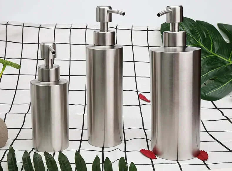 Stainless Steel Hand Pump Soap Dispenser - Elegant Refillable Design, 8.5oz/11.8oz/18.6oz