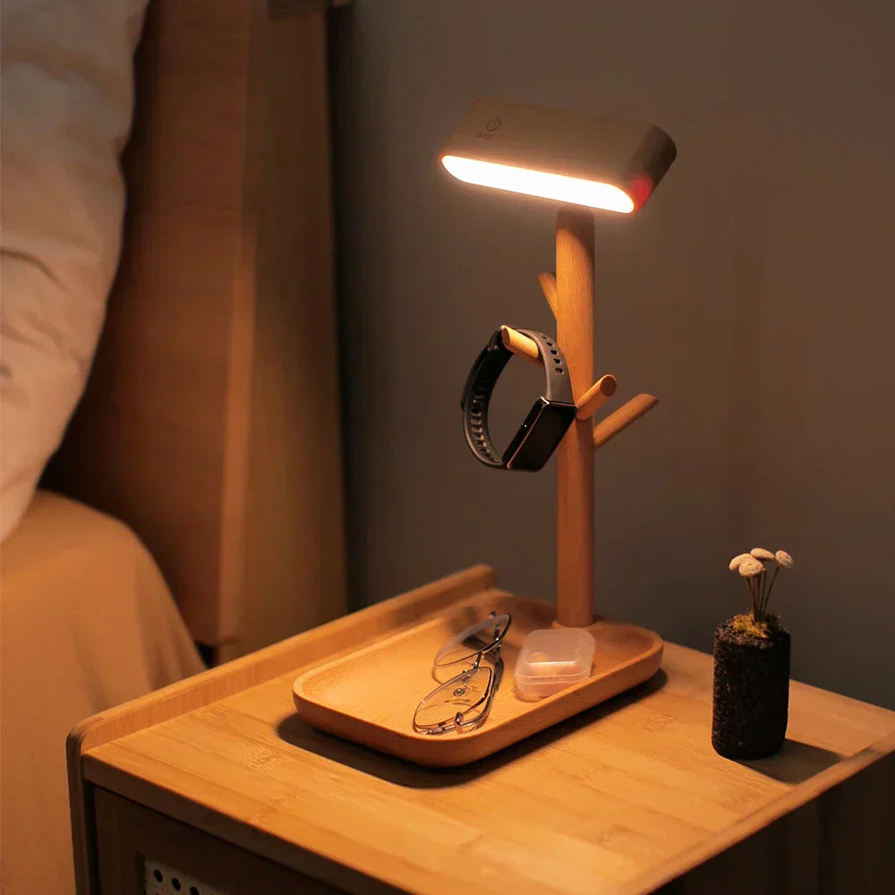 Dimmable Bamboo Table Lamp with Storage