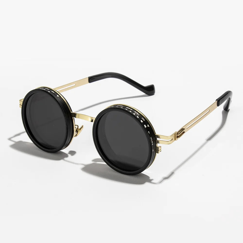 Polarized Round Sunglasses with Adjustable Dimming and UV400 Protection