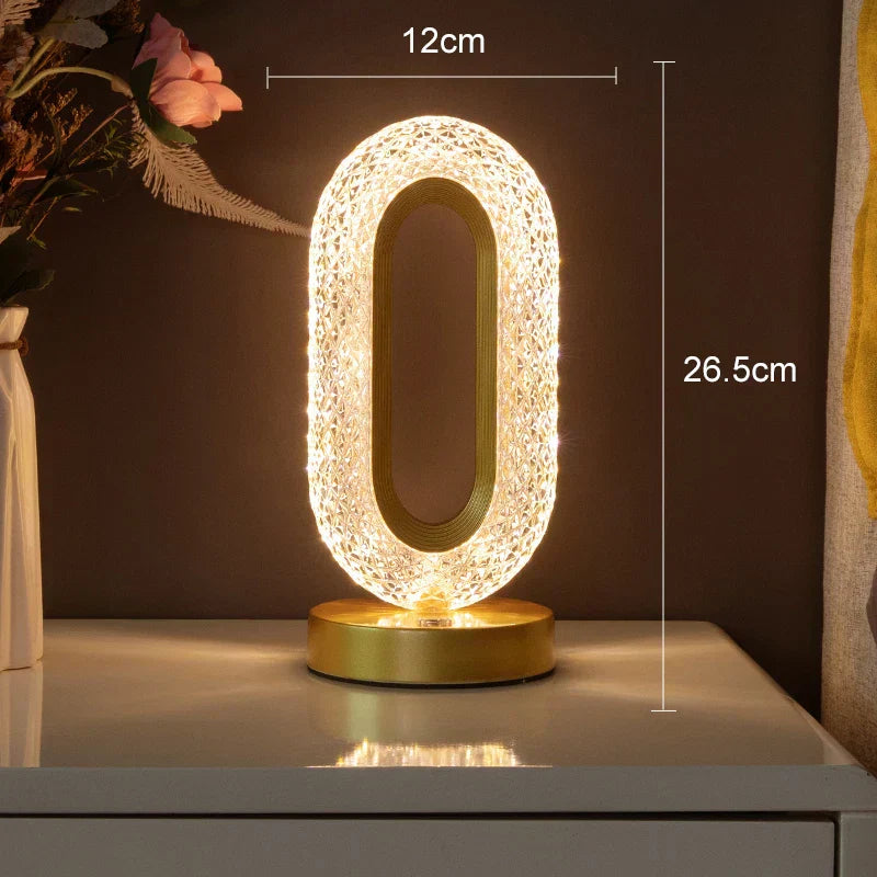 Dimmable Crystal LED Table Lamp with USB Charging and Remote Control