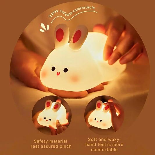 Dimmable Bunny LED Night Light - Rechargeable Silicone Design