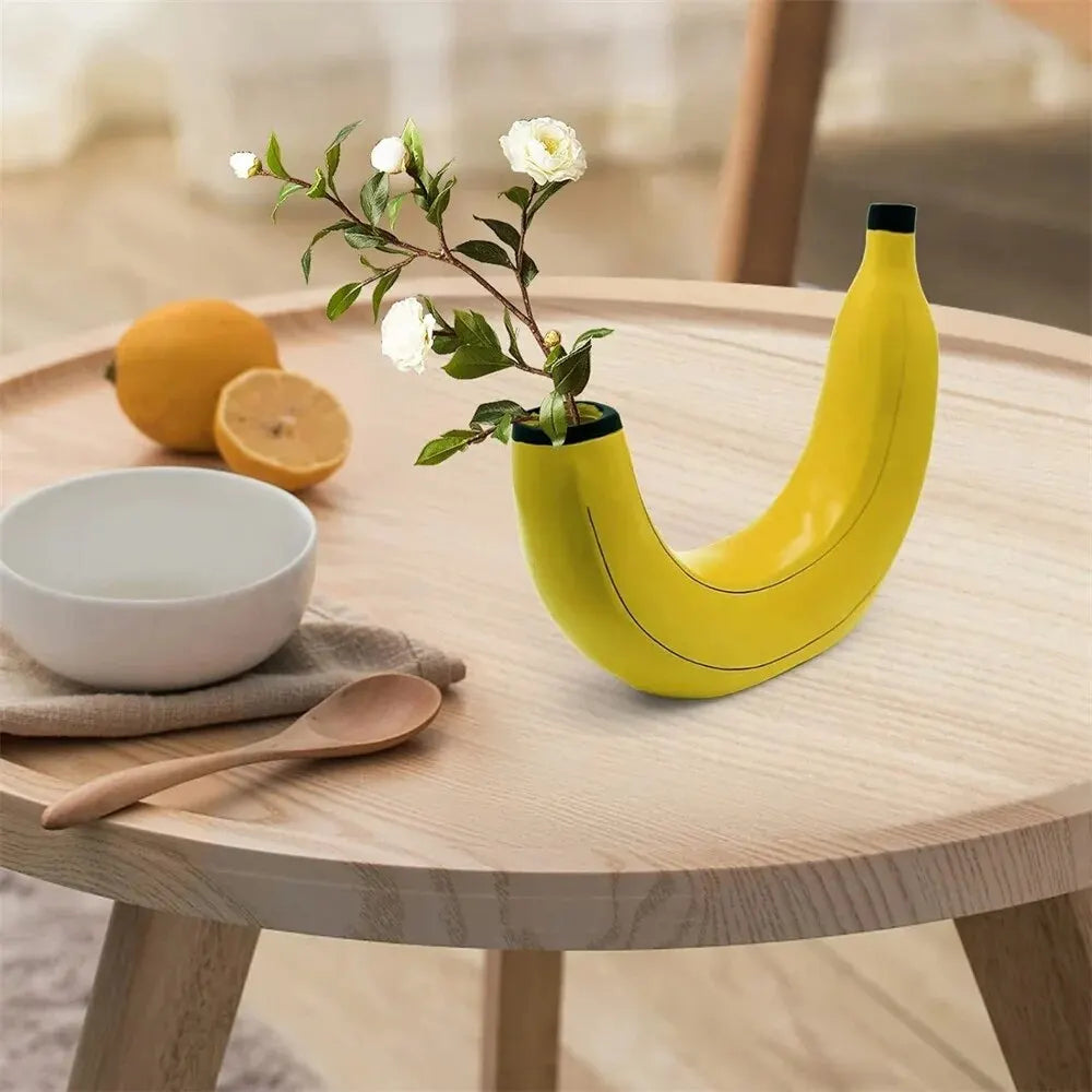 Banana-Shaped Resin Flower Vase for Home Decor