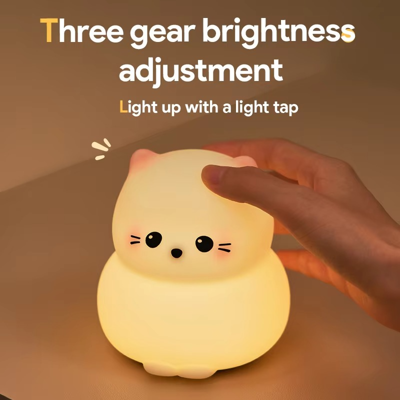 Rechargeable Silicone Cat Night Light with Touch Control