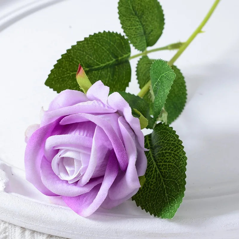 Realistic Velvet Silk Rose Bouquet - 20 Artificial Flowers for Weddings and Events