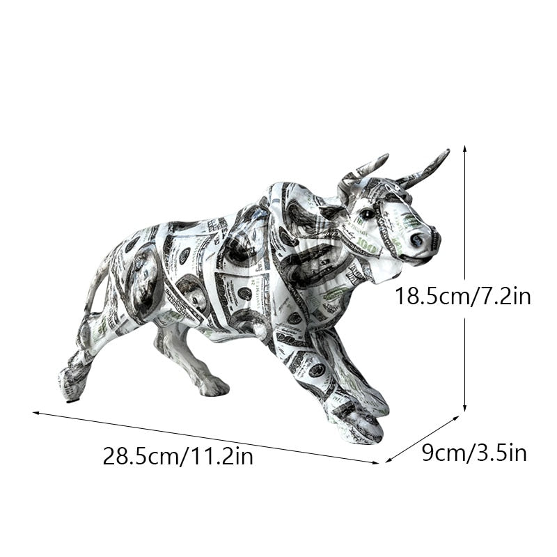 Graffiti Bull Figure Statue - Colorful Desk Ornament for Home and Office