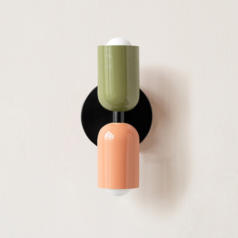 Minimalist Double-Bulb Wall Lamp in Various Colors