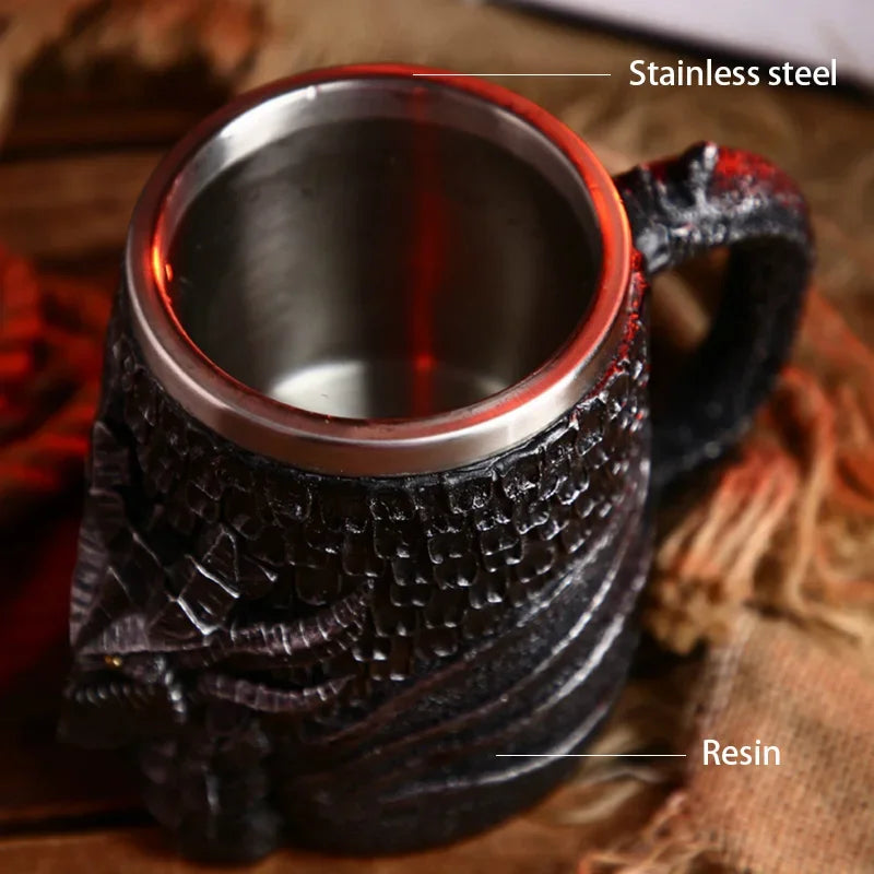 Medieval Dragon Resin and Stainless Steel Mug 600ml