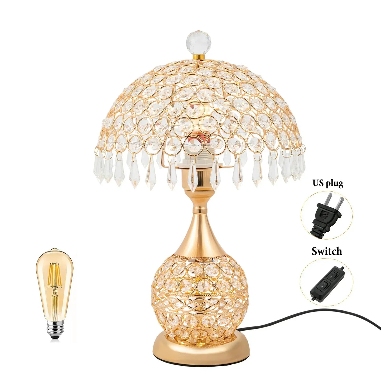 Gold Crystal Modern Table Lamp with LED Light