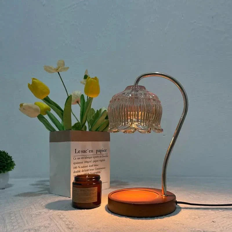 Modern Metal and Glass Table Lamp with Warm LED Light