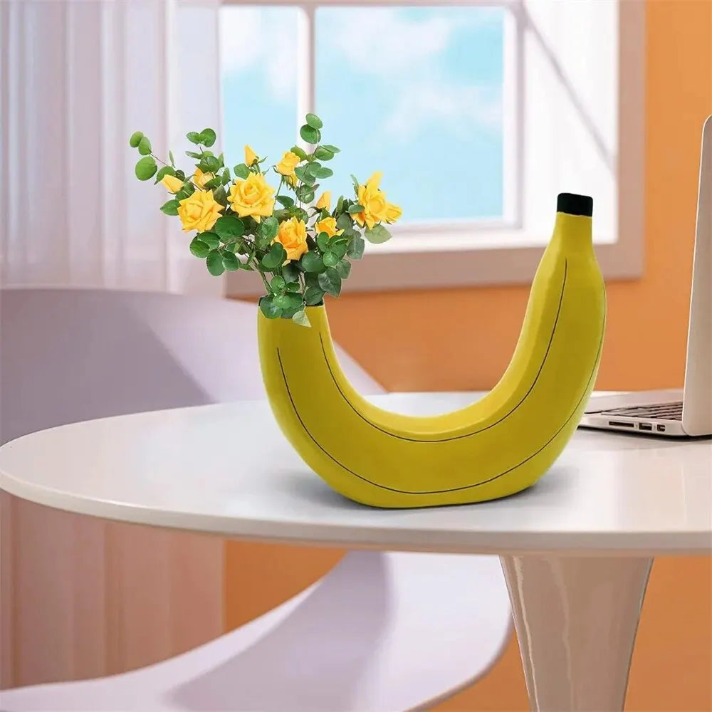 Banana-Shaped Resin Flower Vase for Home Decor