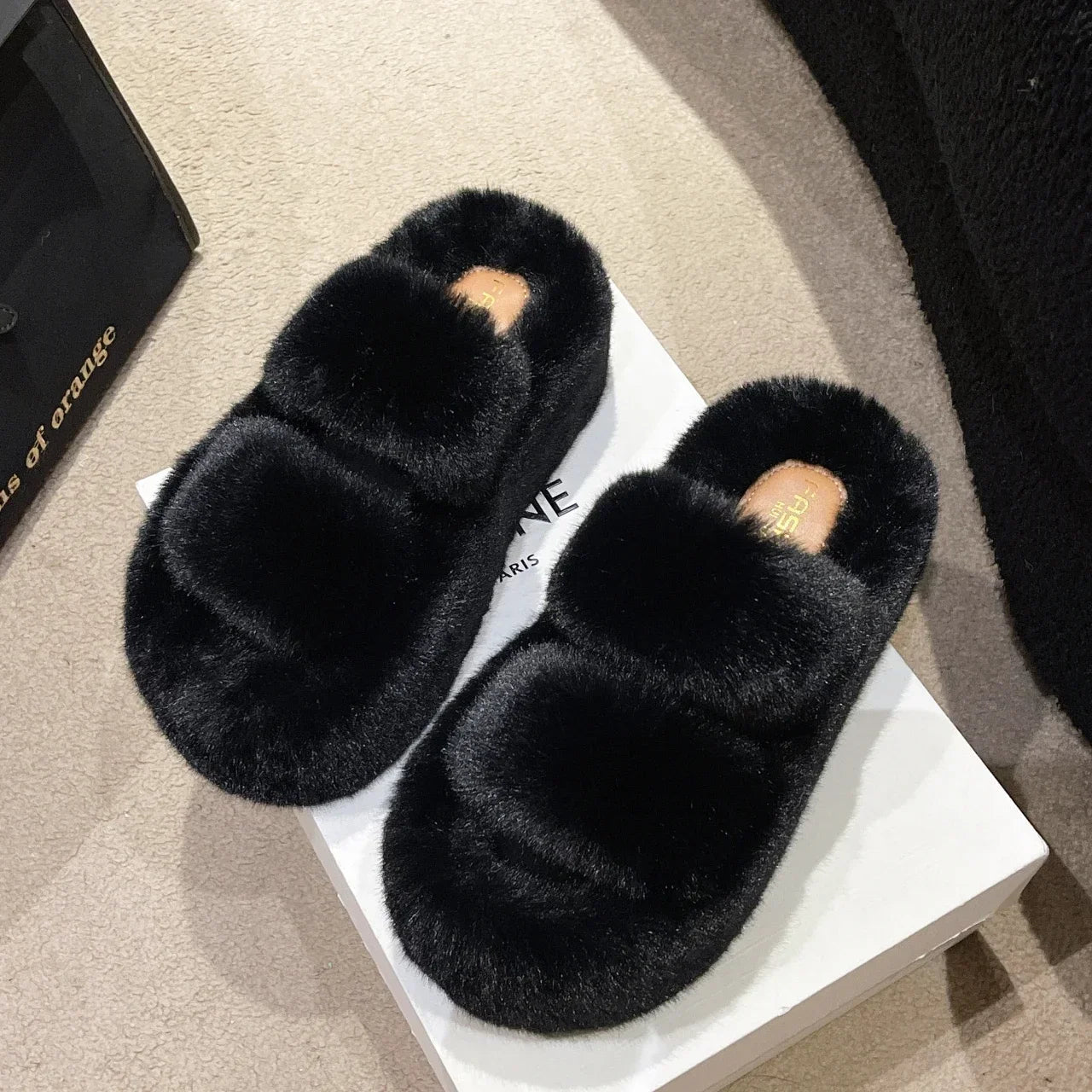 Soft Plush High Heel Slippers for Women