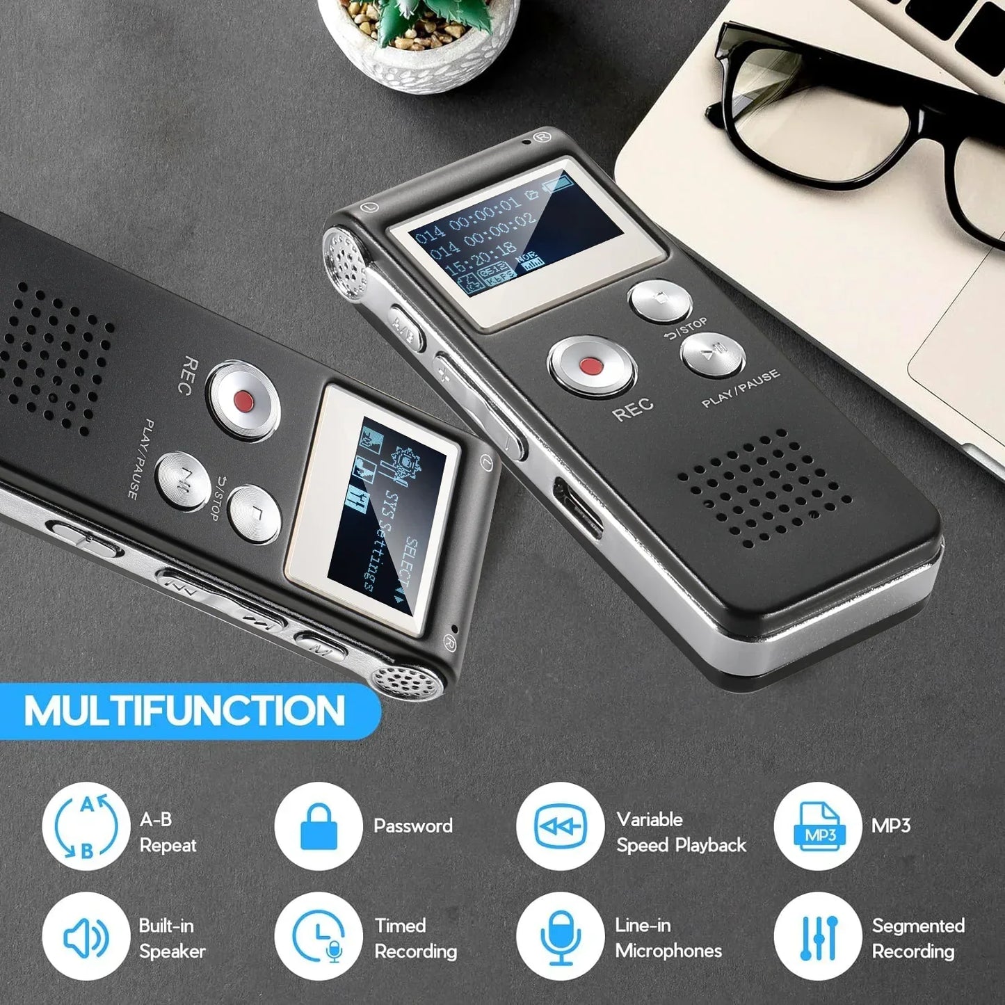 Digital Voice Recorder with Voice Activation and WAV Format