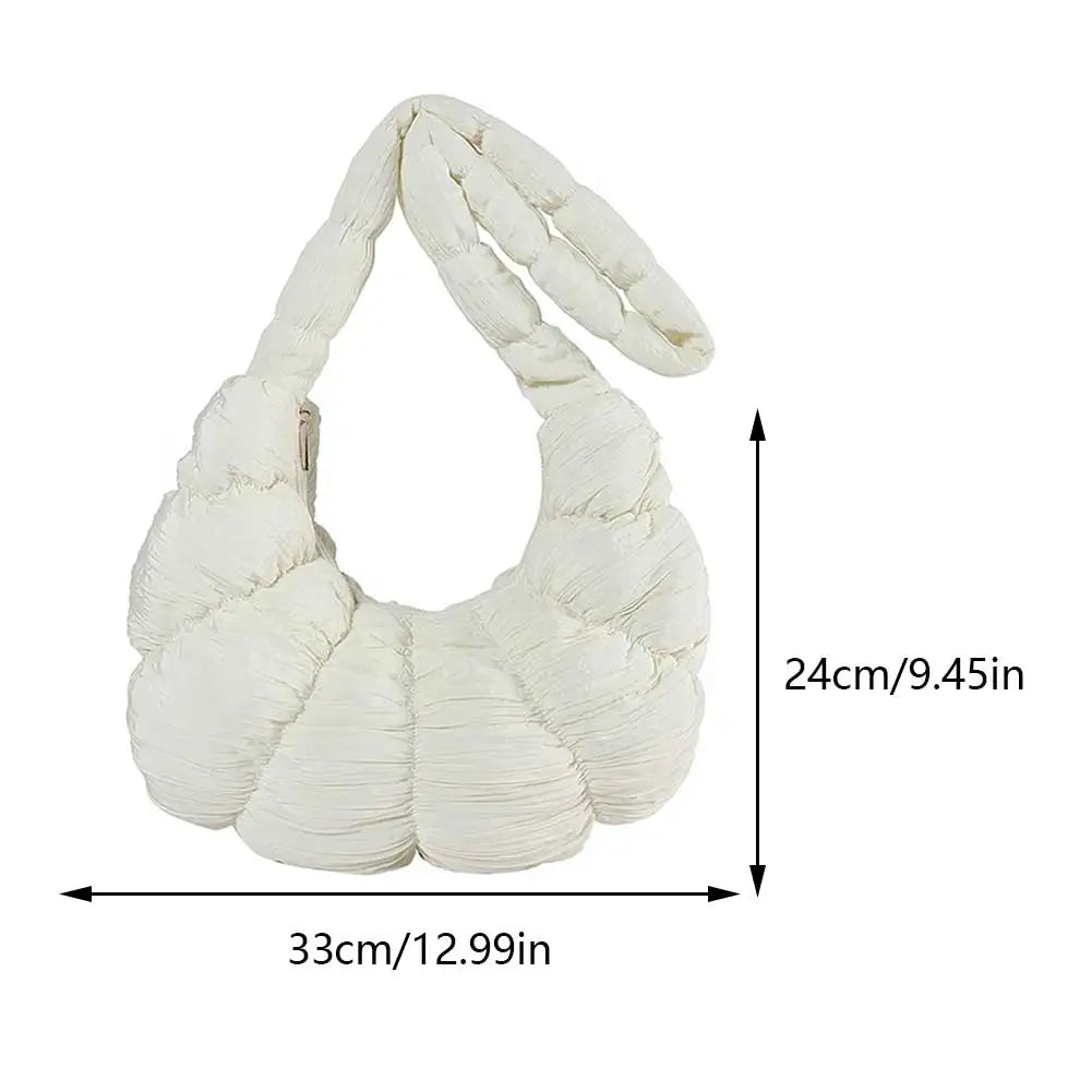 Puff Croissant Shoulder Bag - Lightweight Nylon Tote