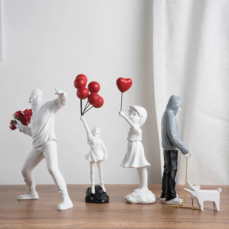 Banksy Inspired Flower Thrower Sculpture