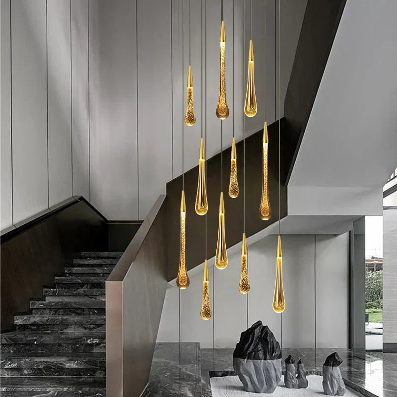 Crystal LED Pendant Light with Metal Frame - Water Drop Chandelier for Modern Interiors