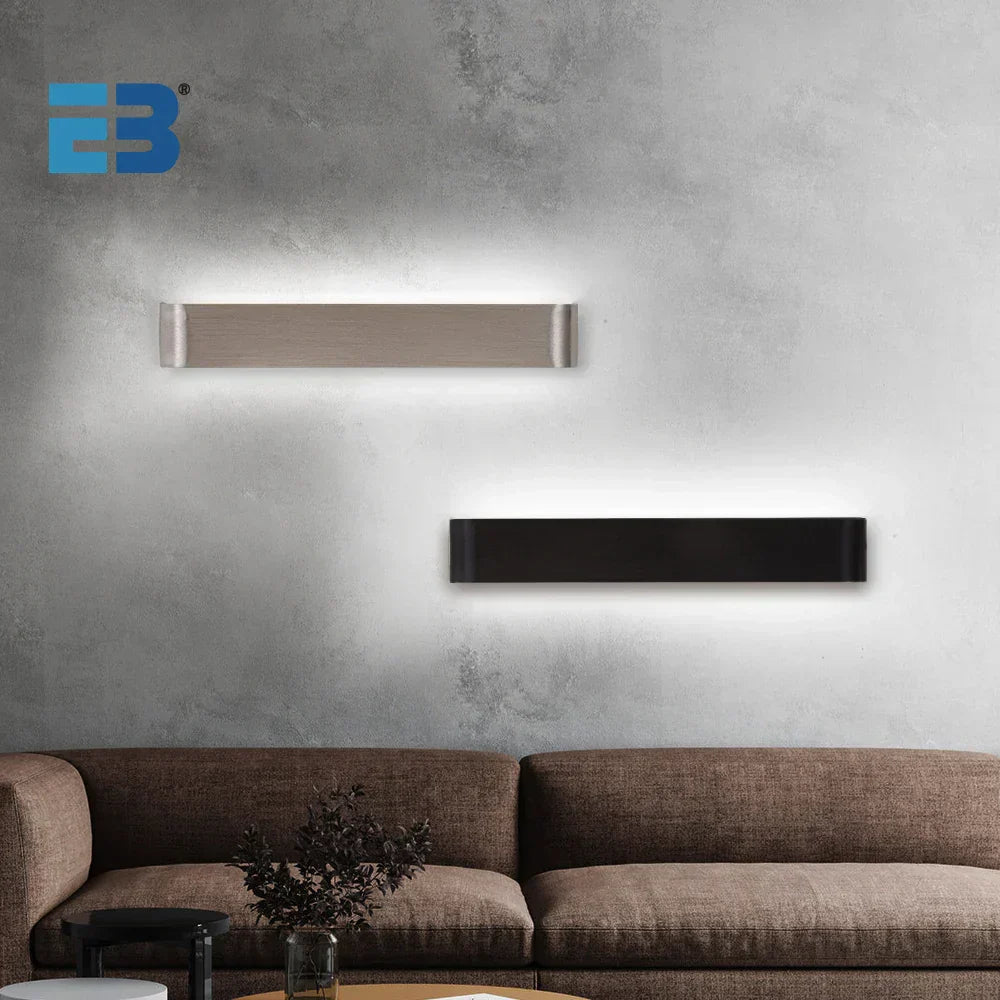 Modern LED Wall Light - Adjustable Color Temperature, Aluminum, Black or White, 5W-18W
