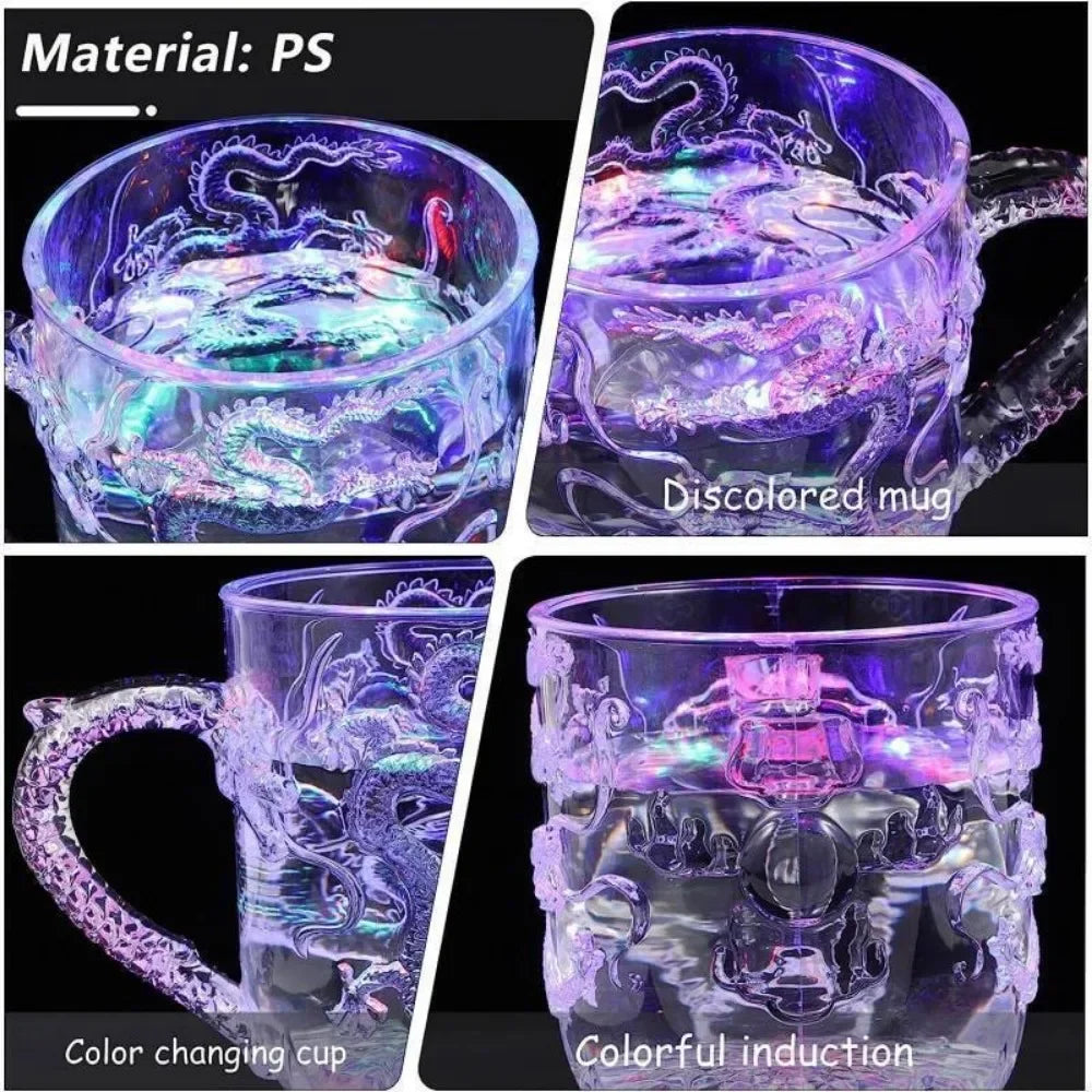Color Changing LED Dragon Mug - Water Activated Light-Up Cup for Beer, Coffee, and Wine