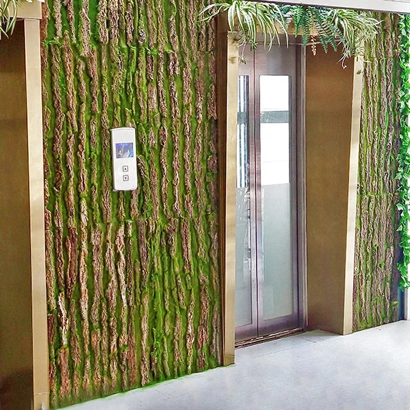 DIY Green Bark Wall Decoration with Silk Plant Branch