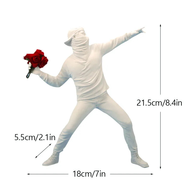 Banksy Inspired Flower Thrower Sculpture