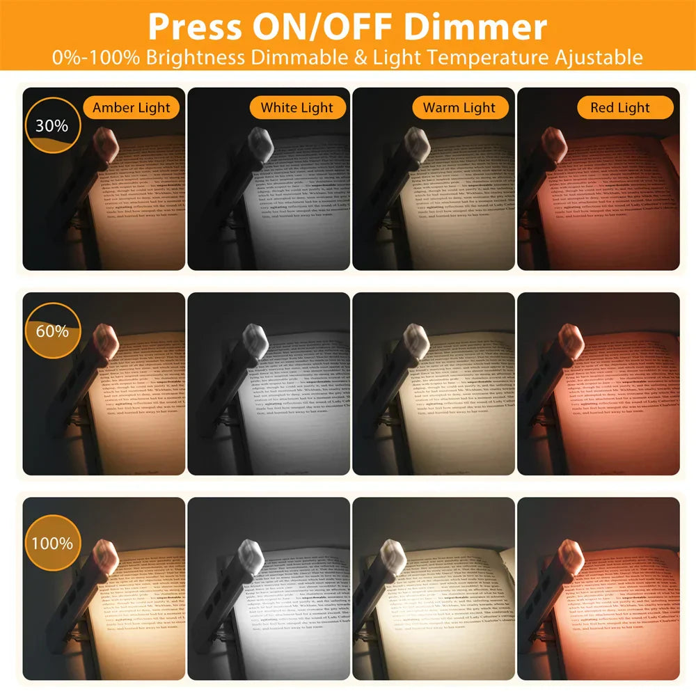 Clip-on LED Bookmark Light with Timer and Rechargeable Battery