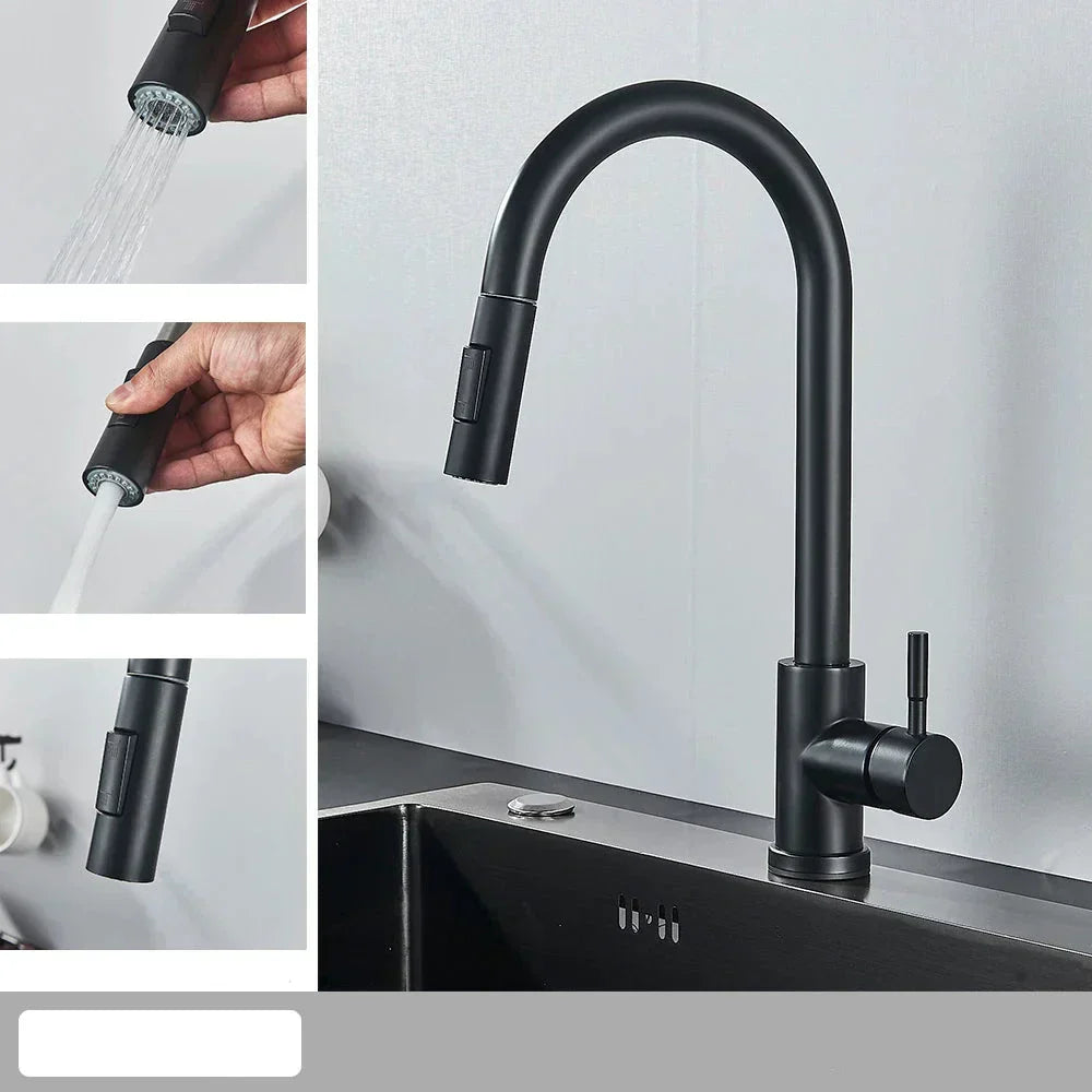 Flexible Brushed Nickel Kitchen Faucet with Rotating Spout