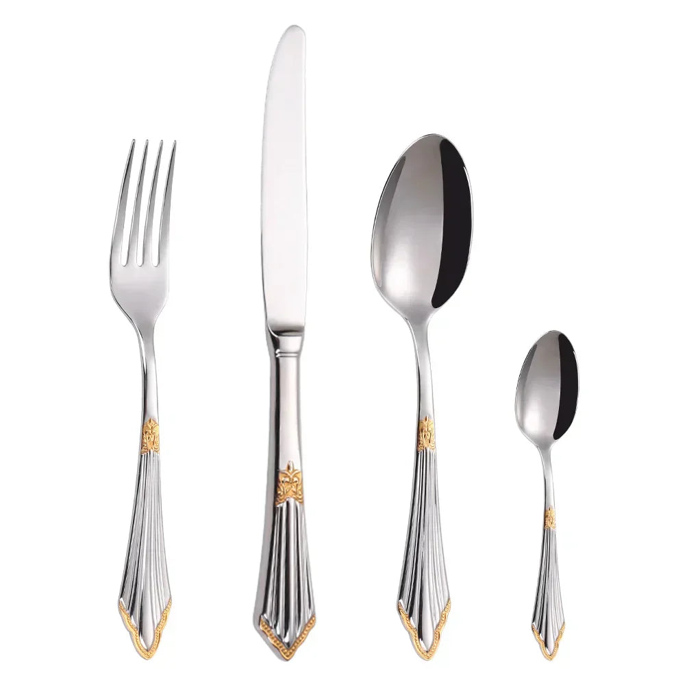 Gold-Plated Stainless Steel Cutlery Set