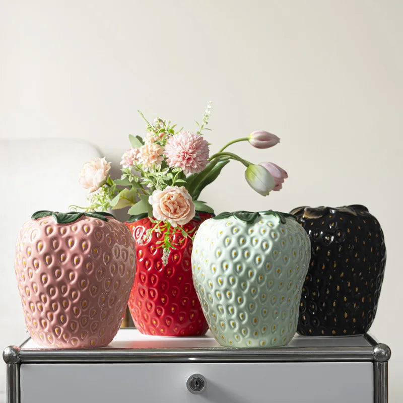 Ceramic Strawberry Vase for Flowers