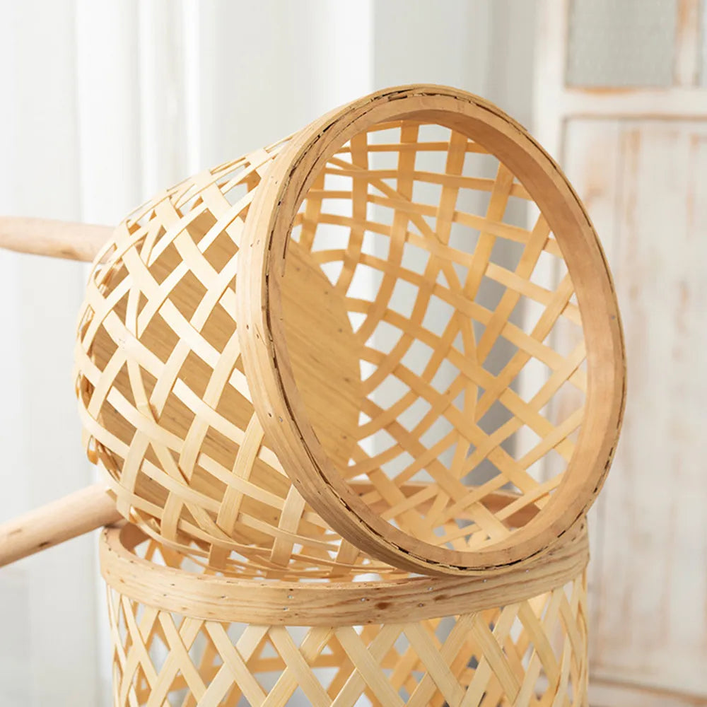 Handcrafted Bamboo Woven Flower Pot with Stand