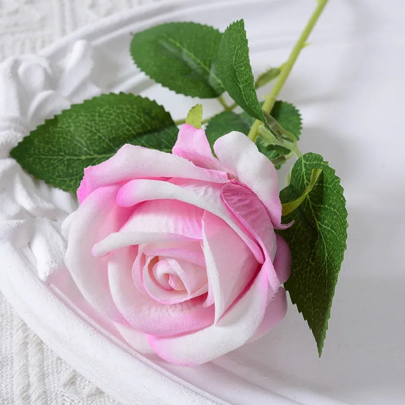 Realistic Velvet Silk Rose Bouquet - 20 Artificial Flowers for Weddings and Events
