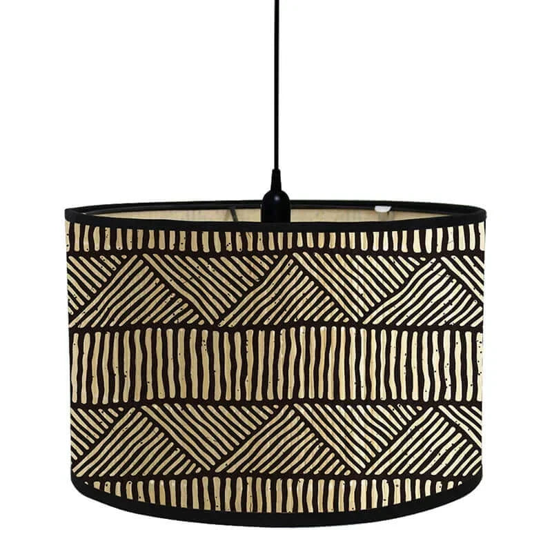 Art Deco Bamboo and Iron Drum Lampshade