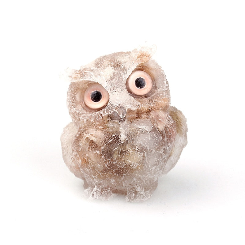 Handmade Natural Crystal Owl Figurine