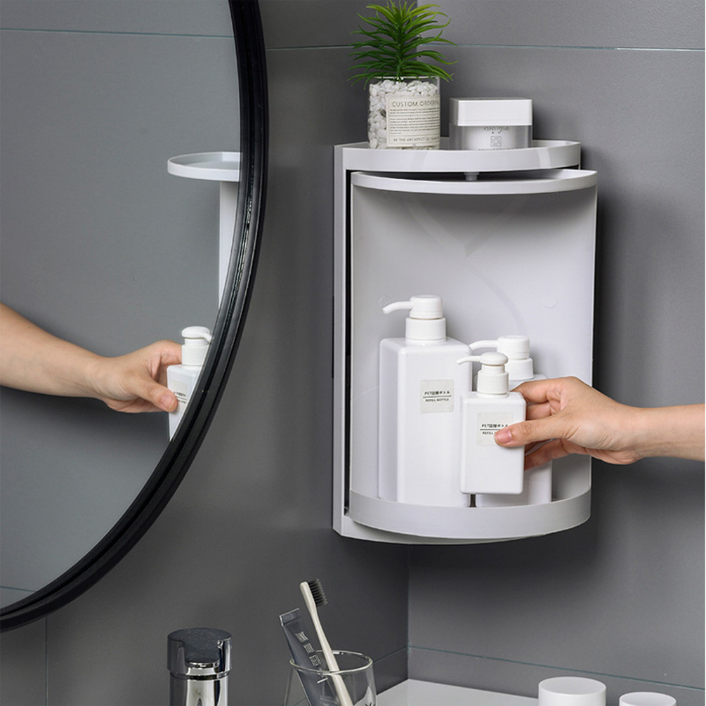 Bathroom Corner Storage Organizer with Transparent Shelving
