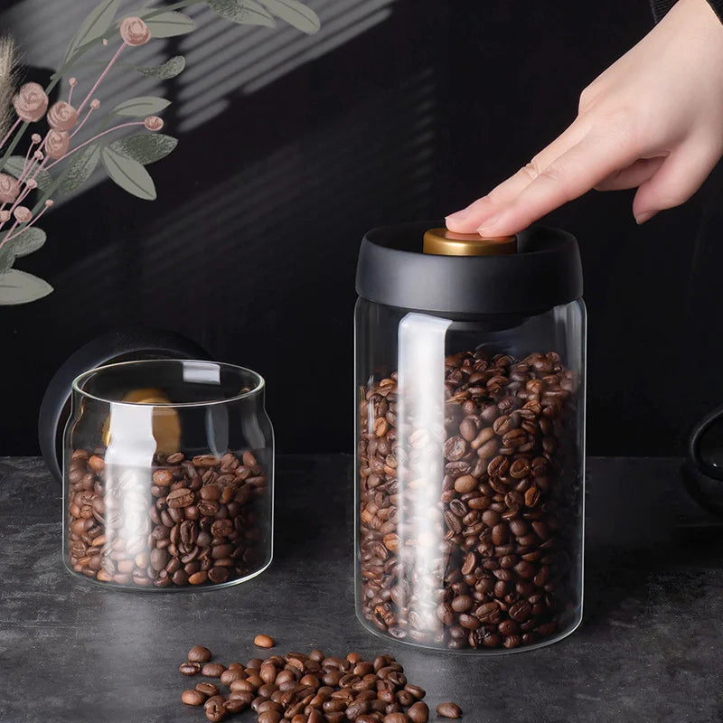 Airtight Glass Vacuum Sealed Canister for Coffee Beans and Food Storage