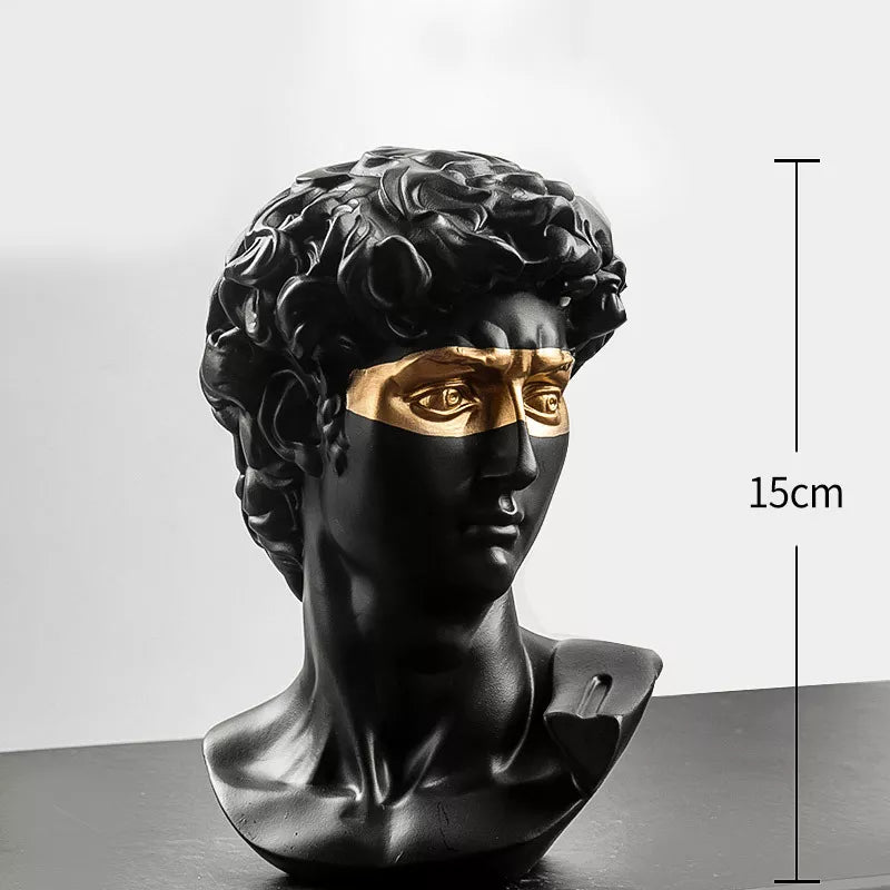 David Bust Sculpture in White Plaster for Home Decoration