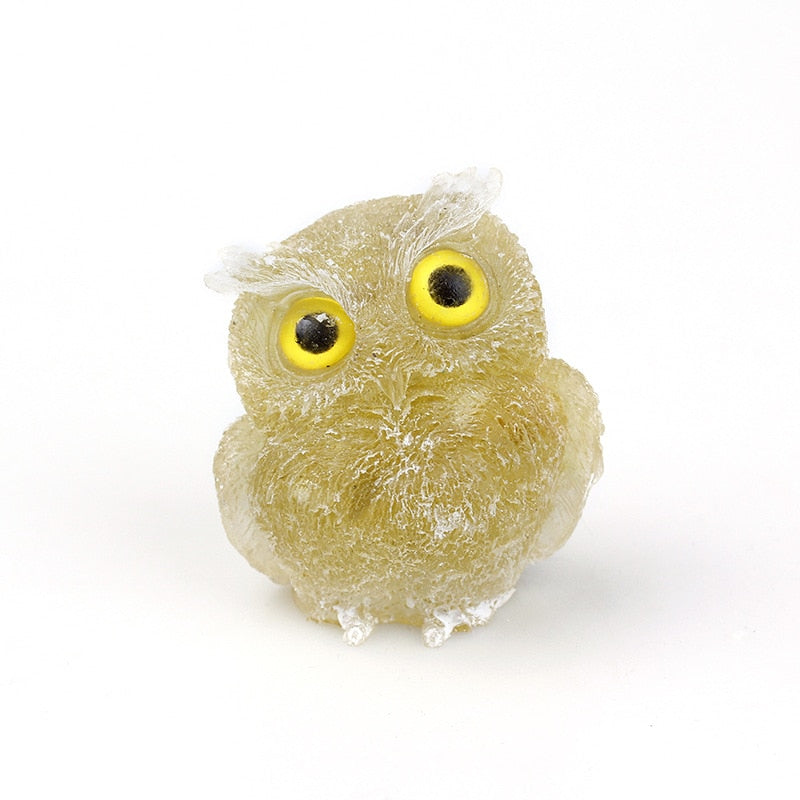 Handmade Natural Crystal Owl Figurine