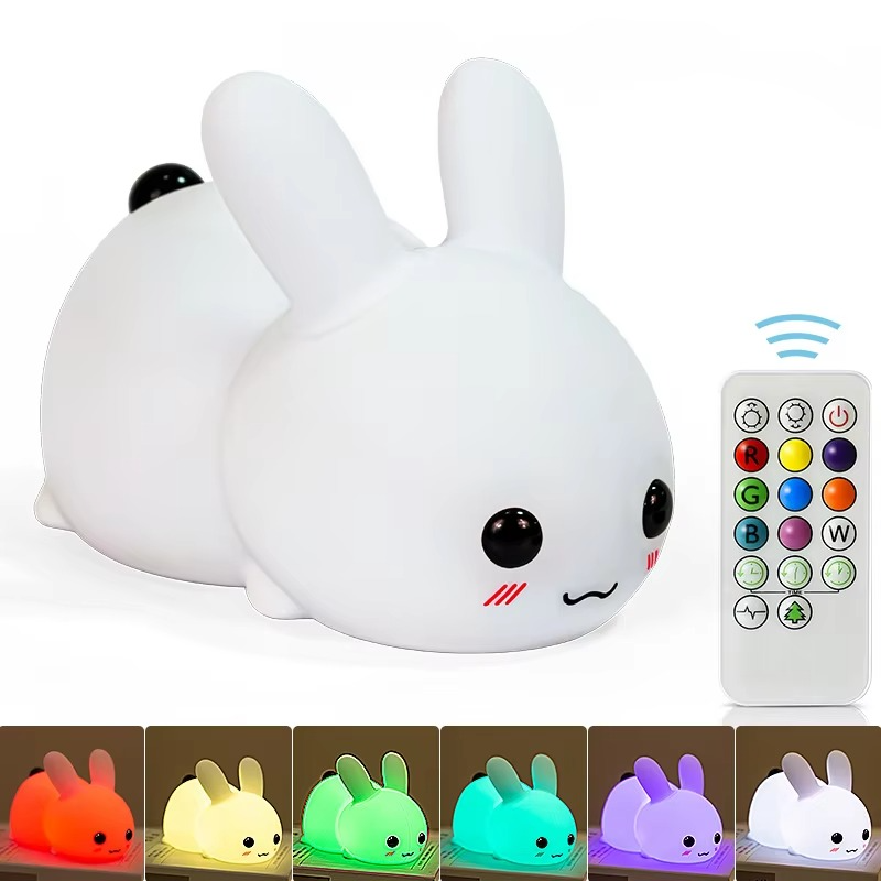 Jade Rabbit Silicone LED Night Light with Touch Activation