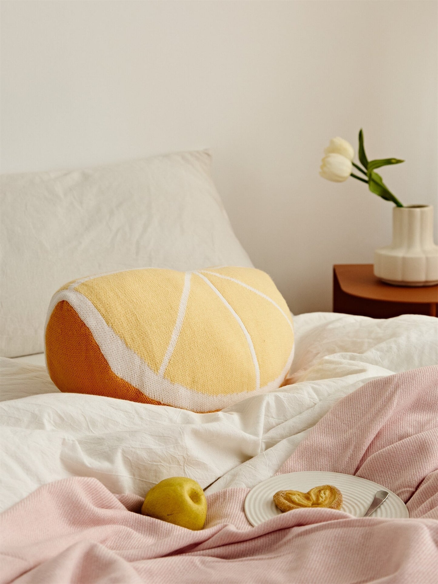 Fruit-Themed Knitted Cushion 8 x 16 Inch