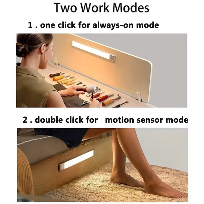 Motion-Activated Rechargeable LED Night Light with Dimmable Brightness