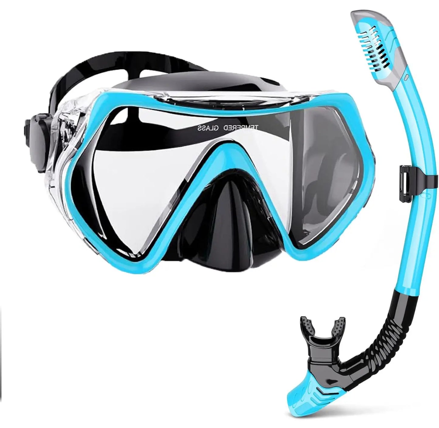 Adult Snorkel Mask Set with Dry Snorkel and 180° Anti-Fog View