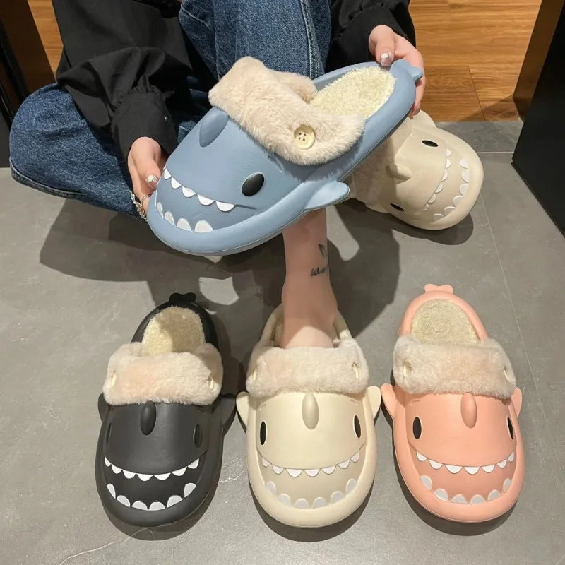 Funny Shark Cotton Slippers with Non-Slip Sole